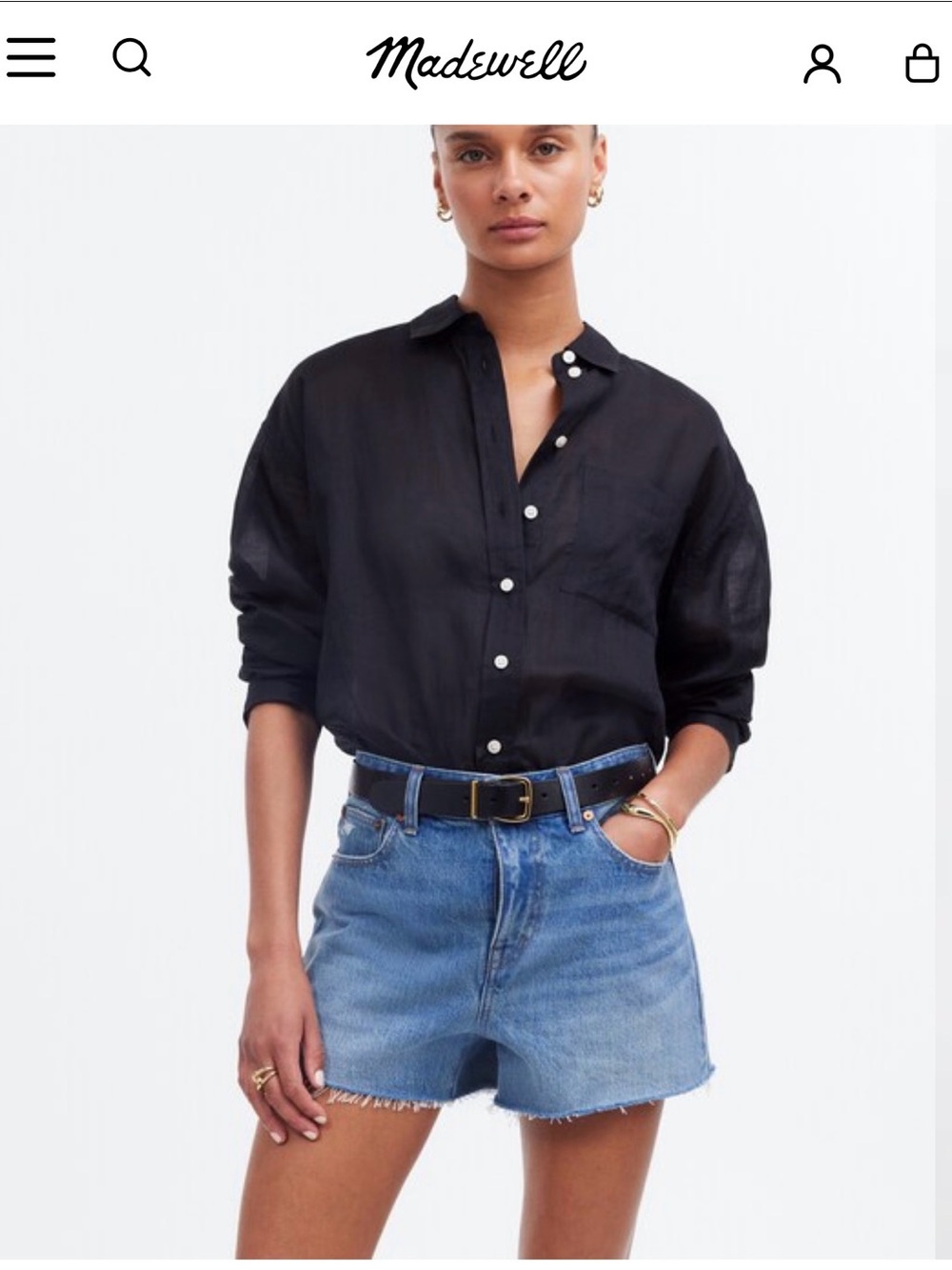 Madewell Relaxed Distressed High Rise Denim Shorts Size 25
